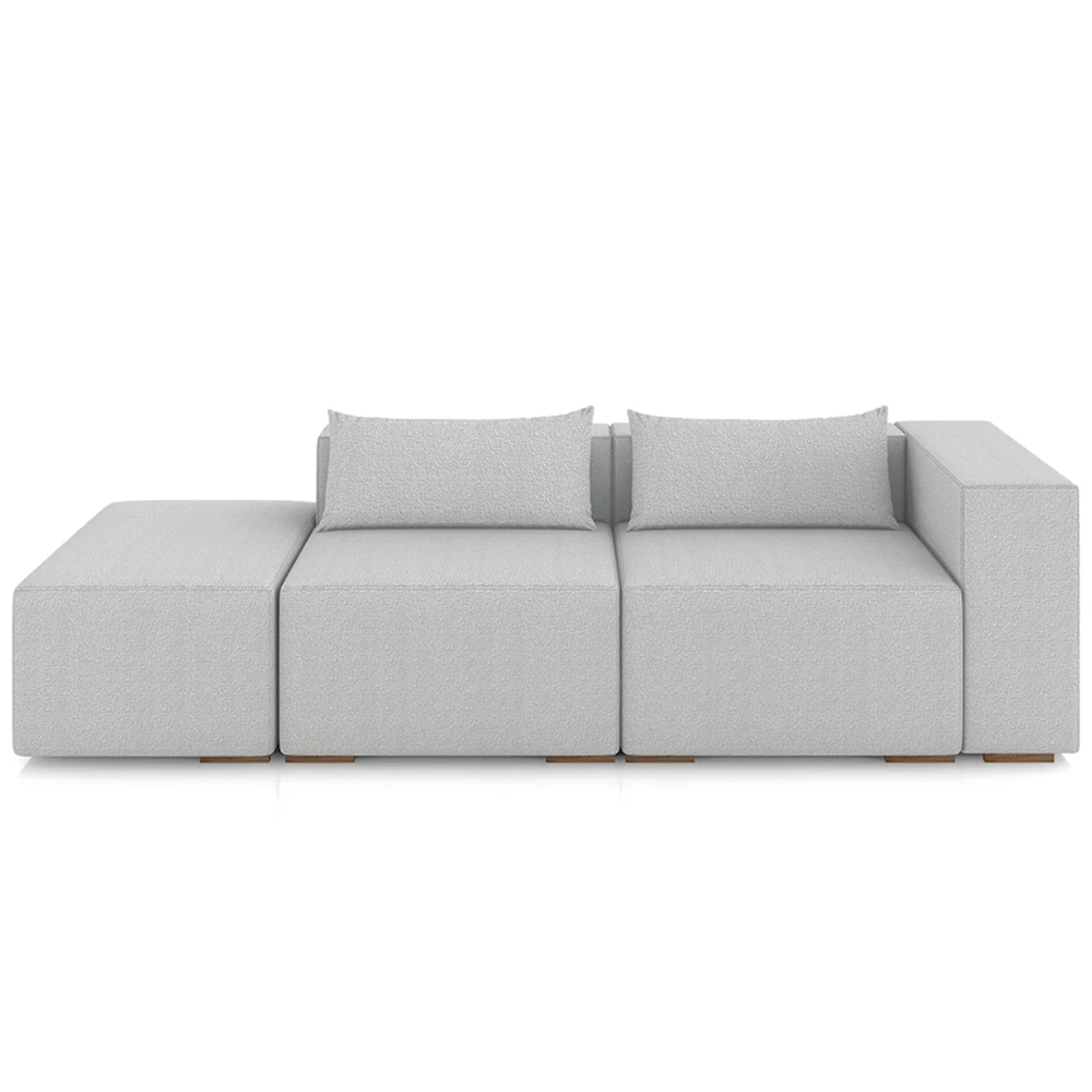 Sofá 4 Lugares 303cm Com Puff Esquerdo Fay Bouclê Cinza Z55 - Mpozenato