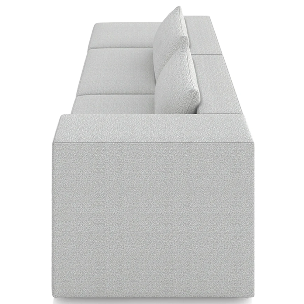 Sofá 5 Lugares 363cm Com Puff Esquerdo Fay Bouclê Cinza Z55 - Mpozenato