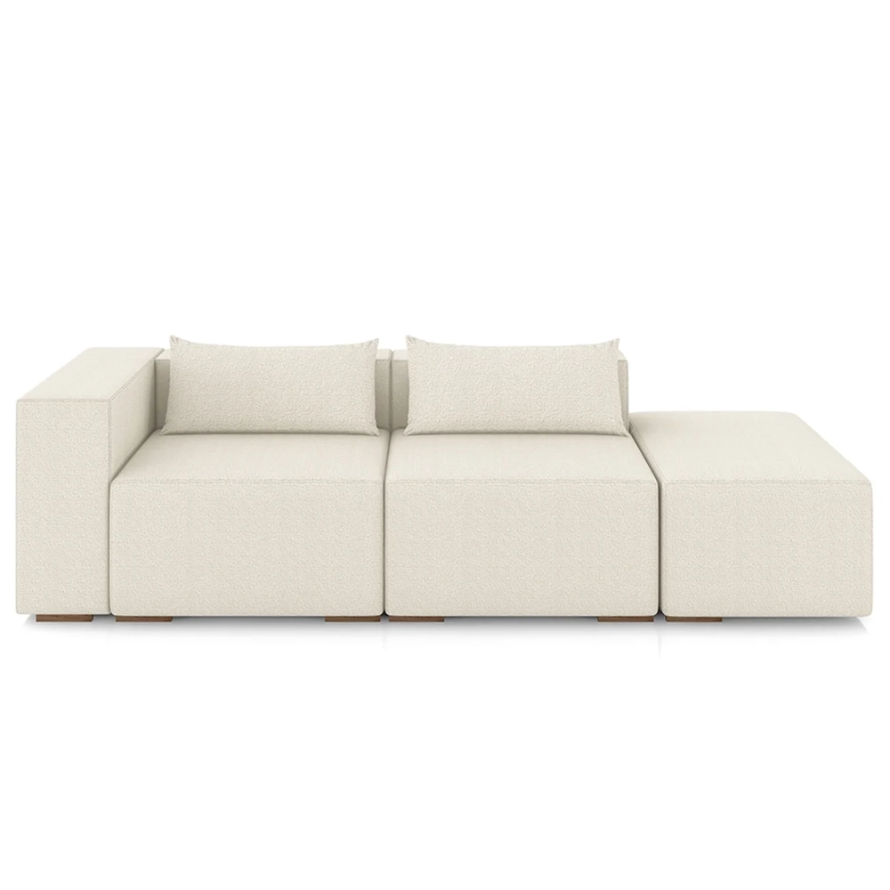 Sofá 4 Lugares 283cm Com Puff Direito Fay Bouclê Cru Z55 - Mpozenato