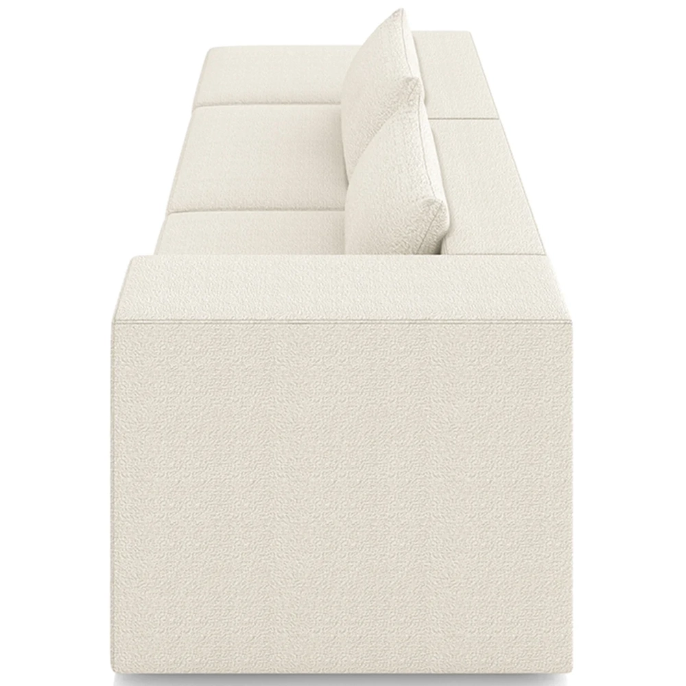 Sofá 4 Lugares 303cm Com Puff Esquerdo Fay Bouclê Cru Z55 - Mpozenato