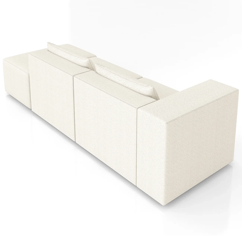 Sofá 5 Lugares 363cm Com Puff Direito Fay Bouclê Cru Z55 - Mpozenato