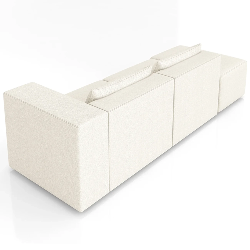 Sofá 4 Lugares 323cm Com Puff Esquerdo Fay Bouclê Cru Z55 - Mpozenato