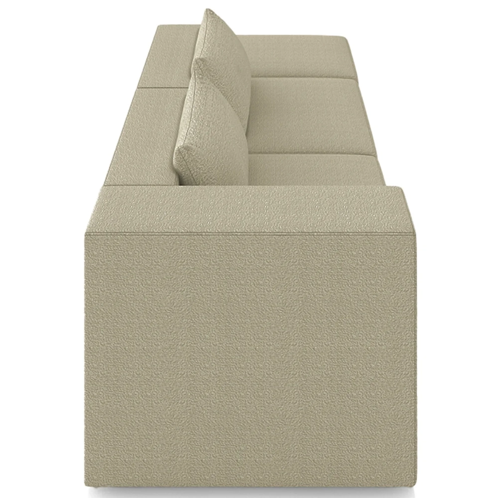 Sofá 5 Lugares 363cm Com Puff Direito Fay Bouclê Bege Z55 - Mpozenato