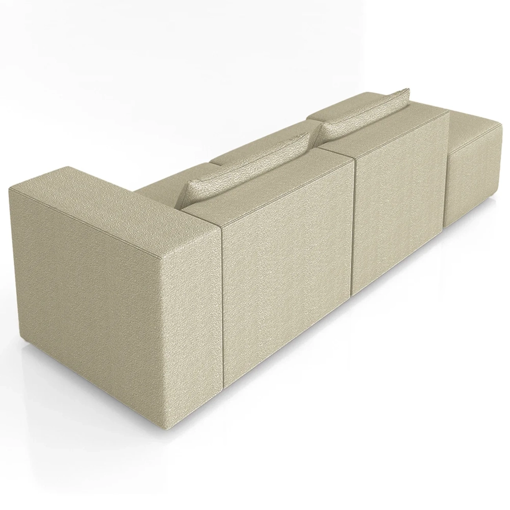 Sofá 4 Lugares 283cm Com Puff Esquerdo Fay Bouclê Bege Z55 - Mpozenato