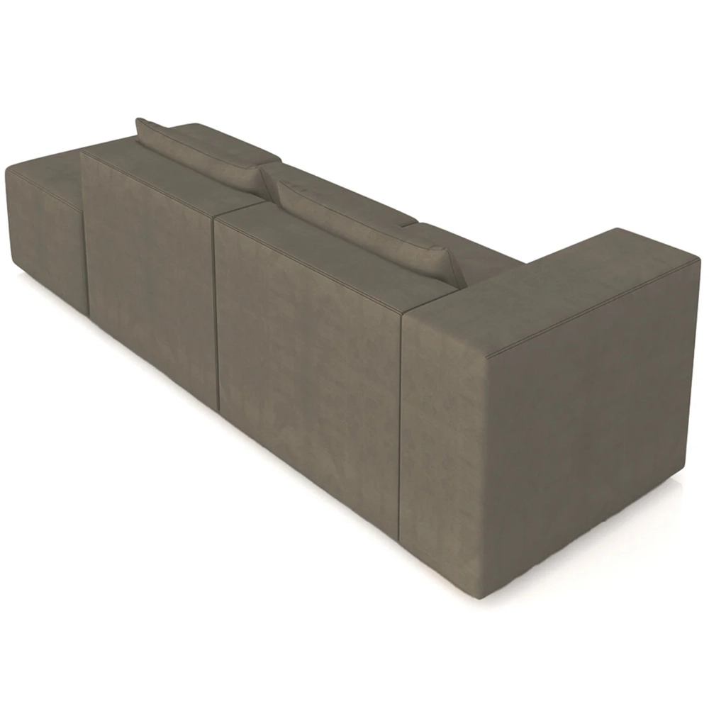 Sofá 4 Lugares 283cm Com Puff Direito Fay Veludo Marrom Z55 - Mpozenato