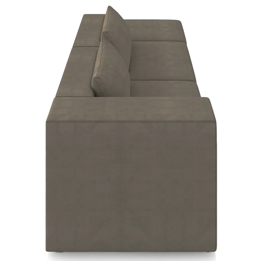 Sofá 4 Lugares 323cm Com Puff Direito Fay Veludo Marrom Z55 - Mpozenato