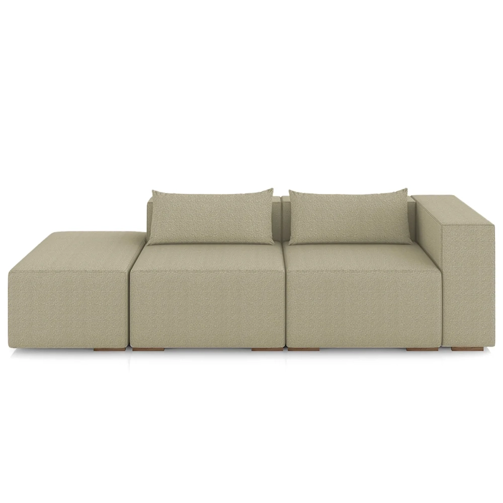 Sofá 5 Lugares 343cm Com Puff Esquerdo Fay Bouclê Bege Z55 - Mpozenato