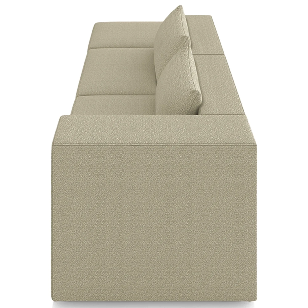 Sofá 4 Lugares 323cm Com Puff Esquerdo Fay Bouclê Bege Z55 - Mpozenato