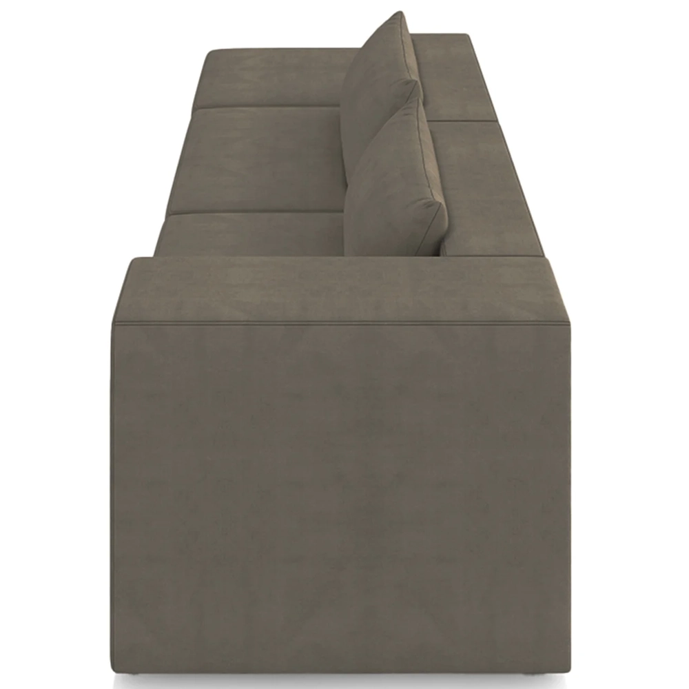 Sofá 5 Lugares 363cm Com Puff Esquerdo Fay Veludo Marrom Z55 - Mpozenato