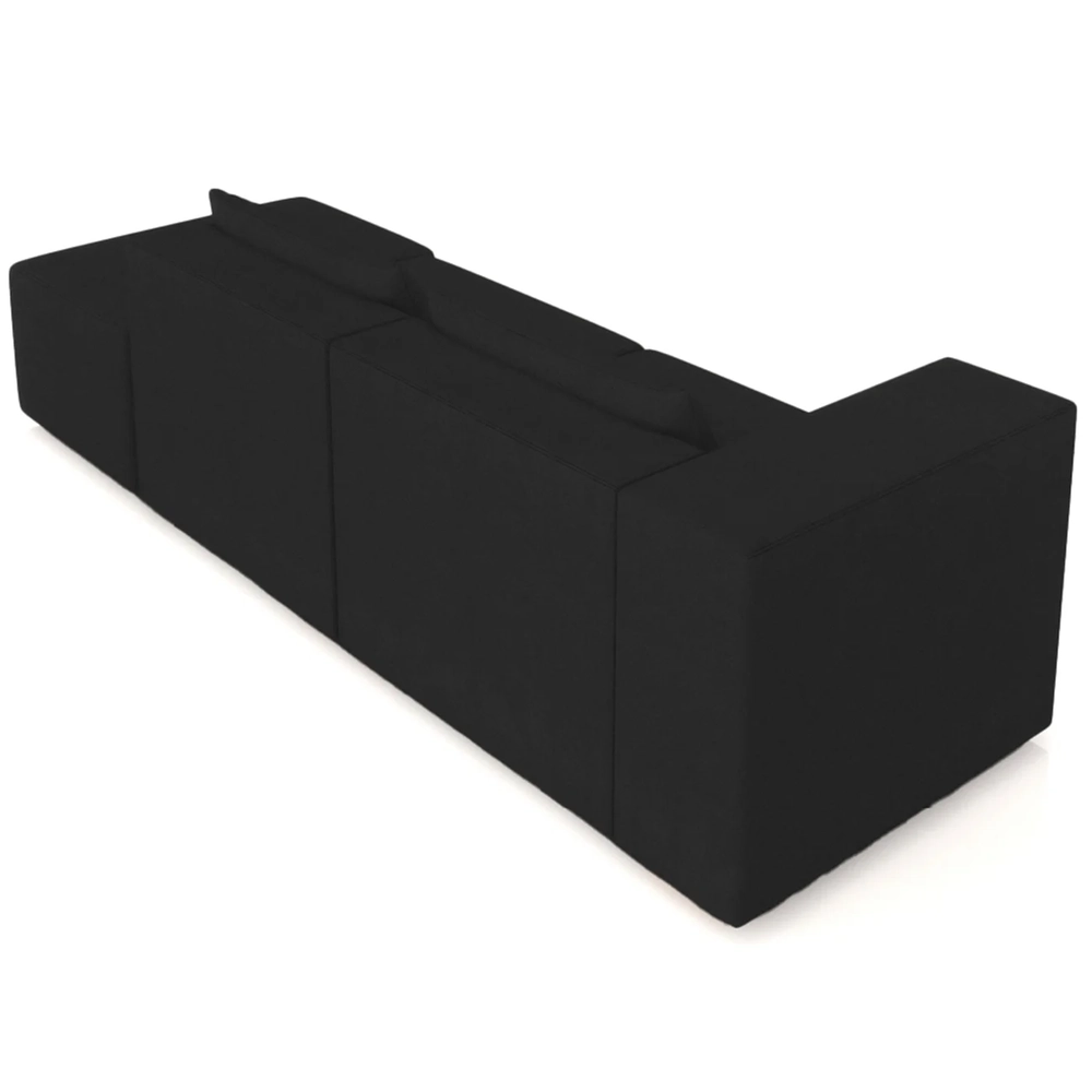 Sofá 4 Lugares 323cm Com Puff Direito Fay Veludo Preto Z55 - Mpozenato