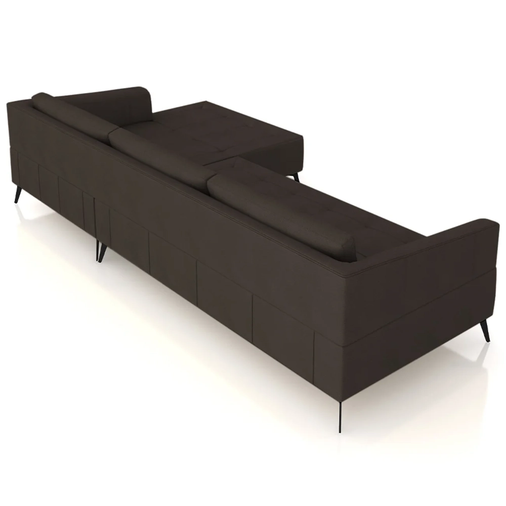 Sofá 5 Lugares 346cm Com Chaise Direito Eko Couro Marrom Z55 - Mpozenato