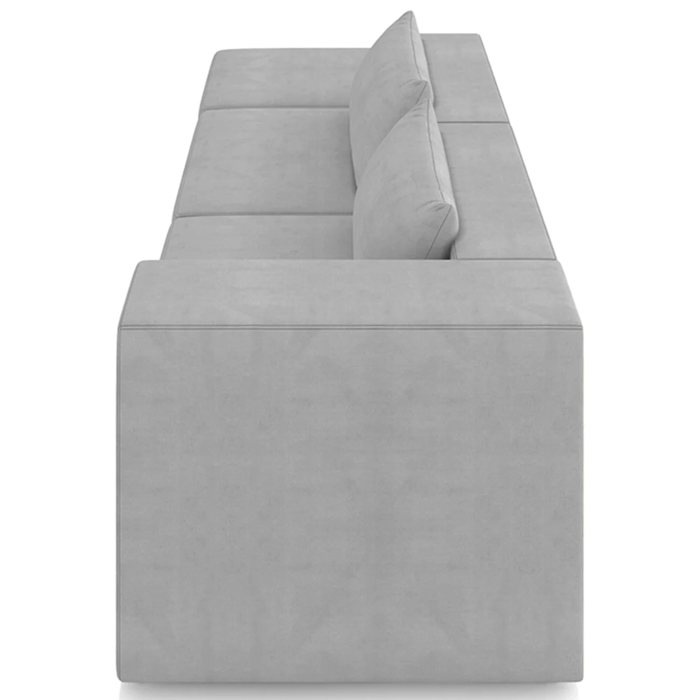 Sofá 4 Lugares 323cm Com Puff Esquerdo Fay Veludo Cinza Z55 - Mpozenato