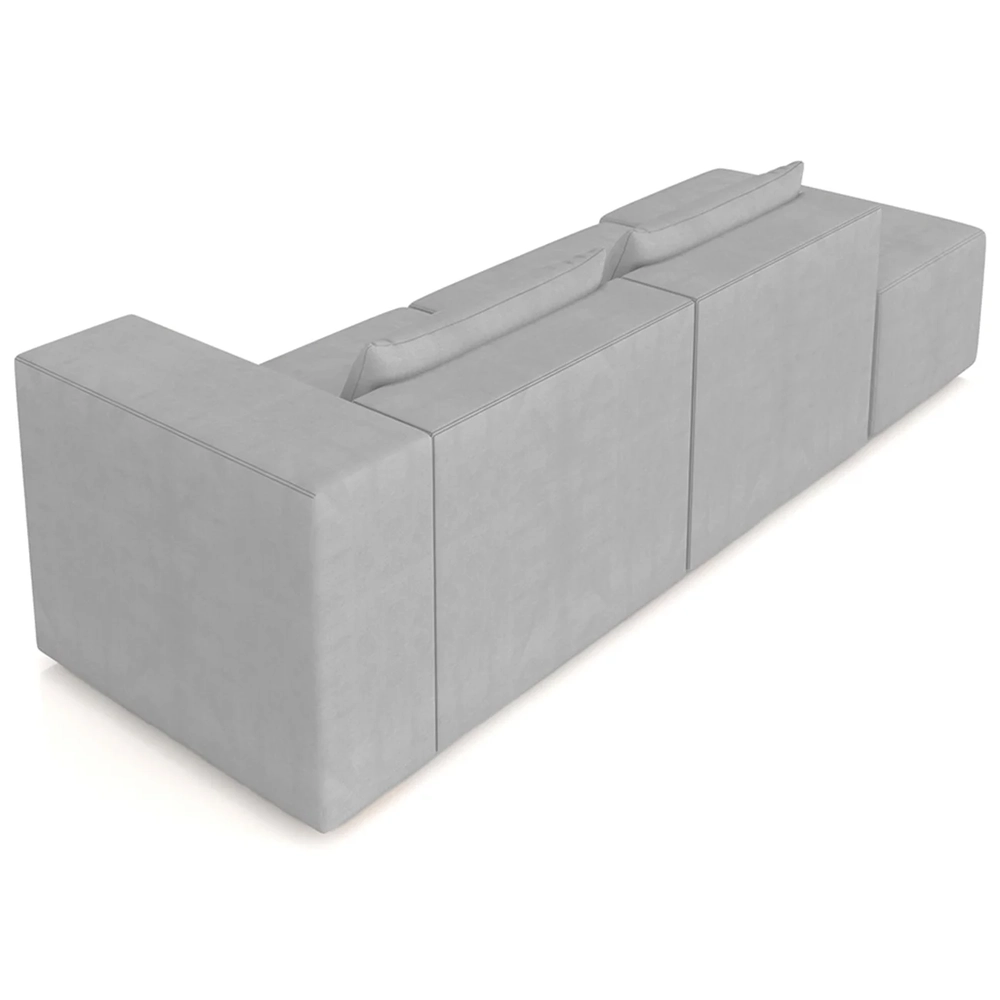 Sofá 4 Lugares 323cm Com Puff Esquerdo Fay Veludo Cinza Z55 - Mpozenato