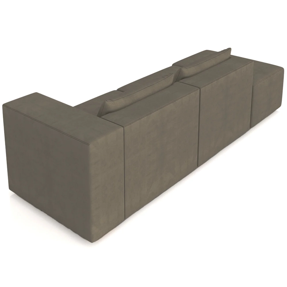 Sofá 5 Lugares 343cm Com Puff Esquerdo Fay Veludo Marrom Z55 - Mpozenato