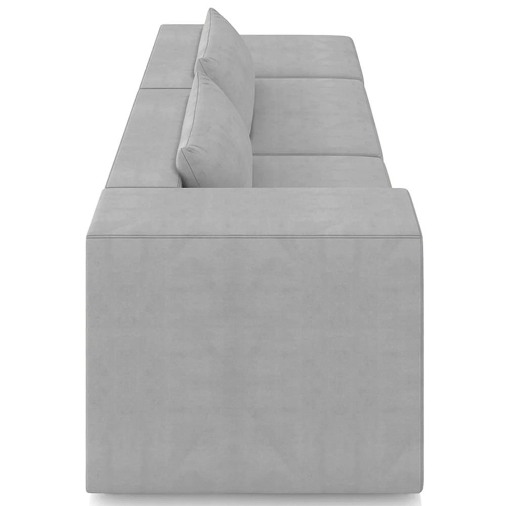 Sofá 5 Lugares 363cm Com Puff Direito Fay Veludo Cinza Z55 - Mpozenato