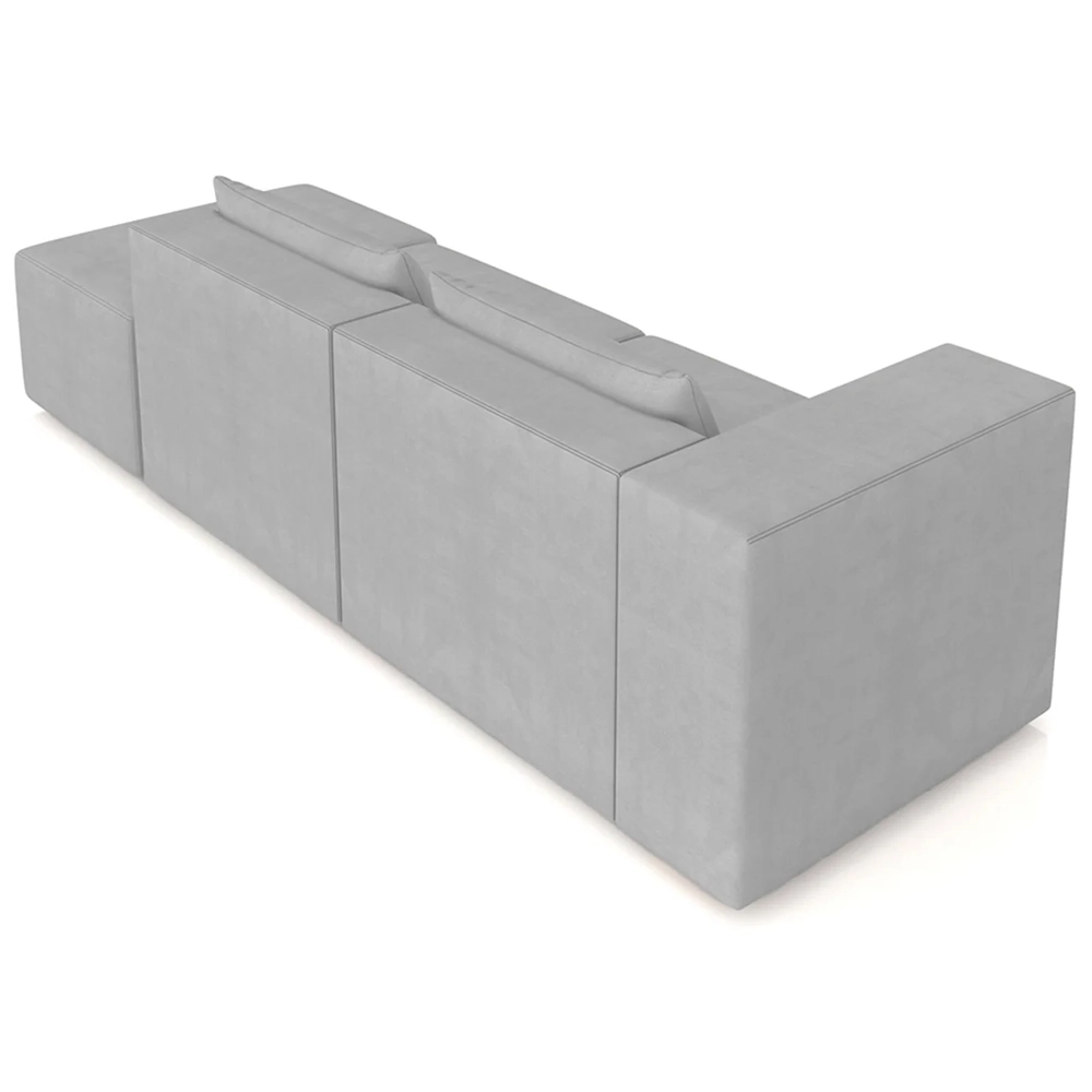 Sofá 5 Lugares 343cm Com Puff Direito Fay Veludo Cinza Z55 - Mpozenato