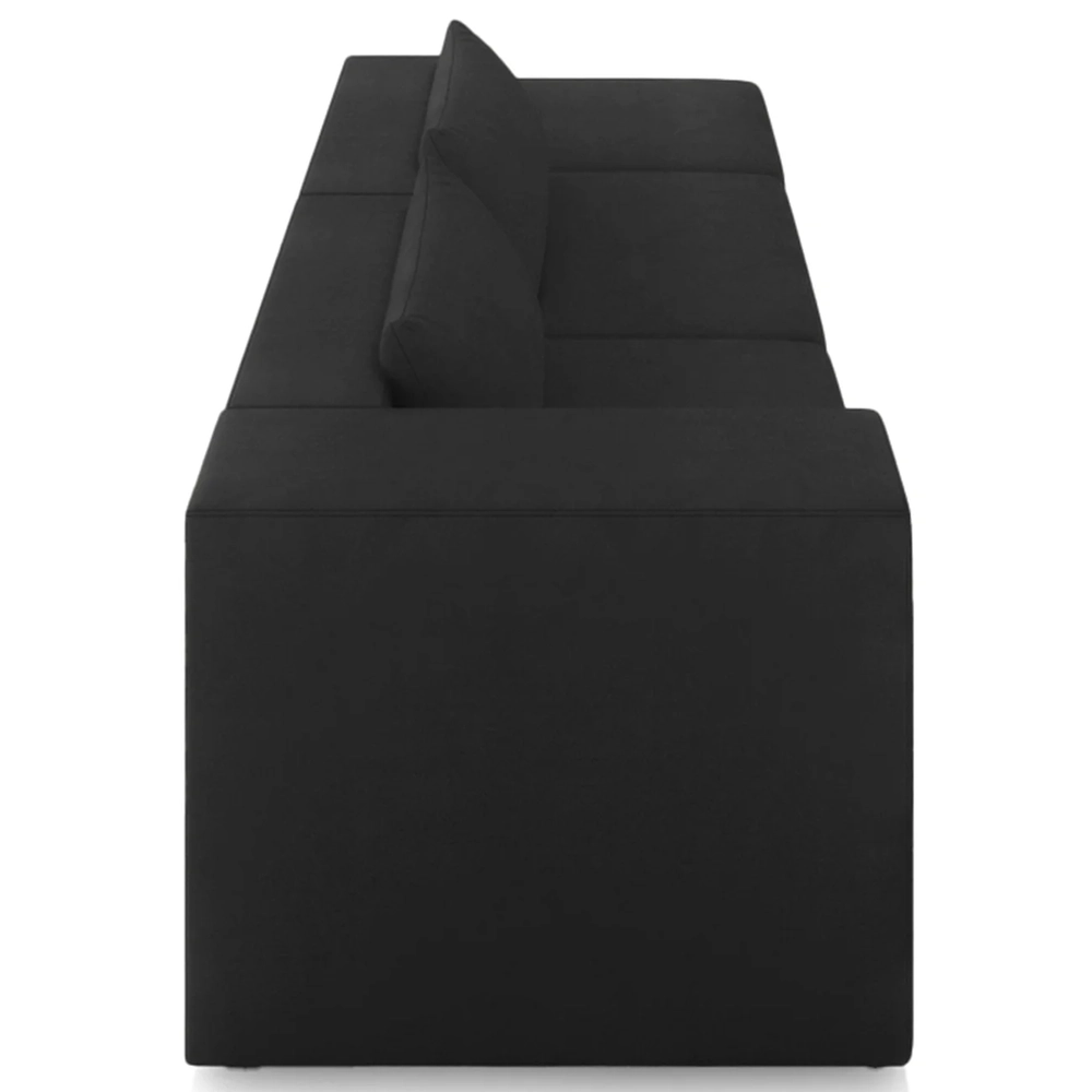 Sofá 4 Lugares 303cm Com Puff Direito Fay Veludo Preto Z55 - Mpozenato