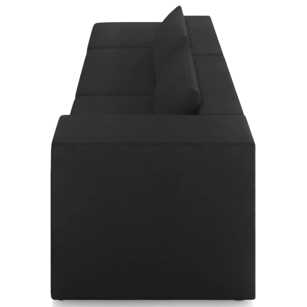 Sofá 5 Lugares 363cm Com Puff Esquerdo Fay Veludo Preto Z55 - Mpozenato