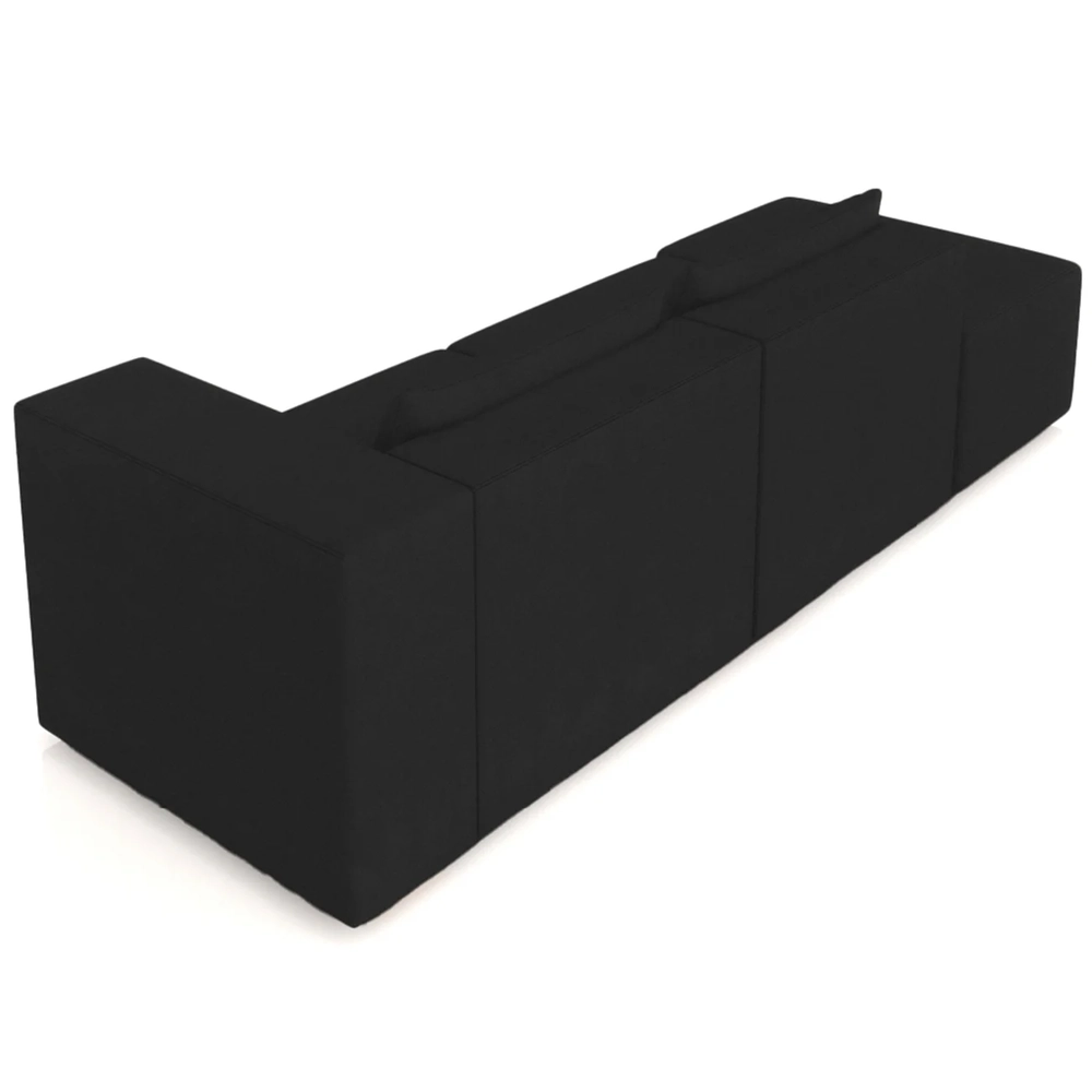 Sofá 4 Lugares 323cm Com Puff Esquerdo Fay Veludo Preto Z55 - Mpozenato