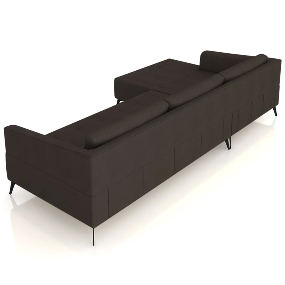 Sofá 5 Lugares 366cm Com Chaise Esquerdo Eko Couro Marrom Z55 - Mpozenato