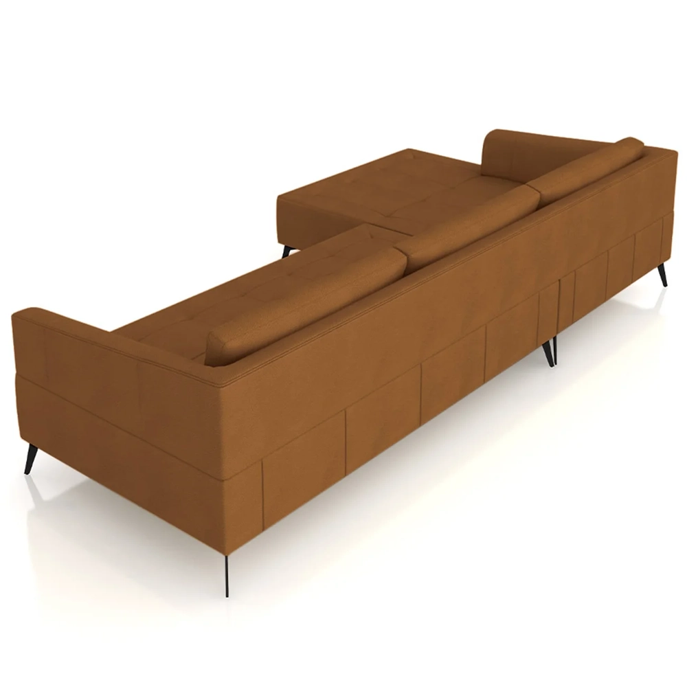 Sofá 5 Lugares 366cm Com Chaise Esquerdo Eko Couro Telha Z55 - Mpozenato