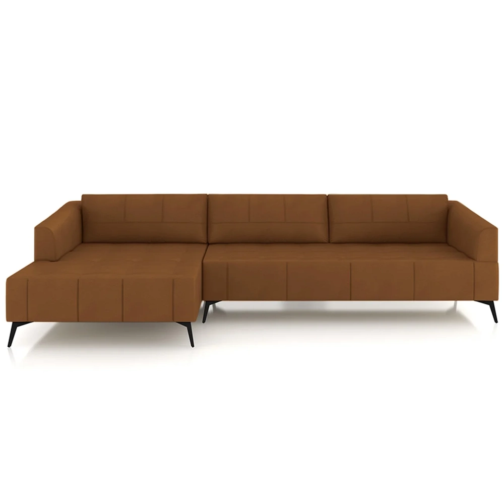 Sofá 5 Lugares 346cm Com Chaise Esquerdo Eko Couro Telha Z55 - Mpozenato