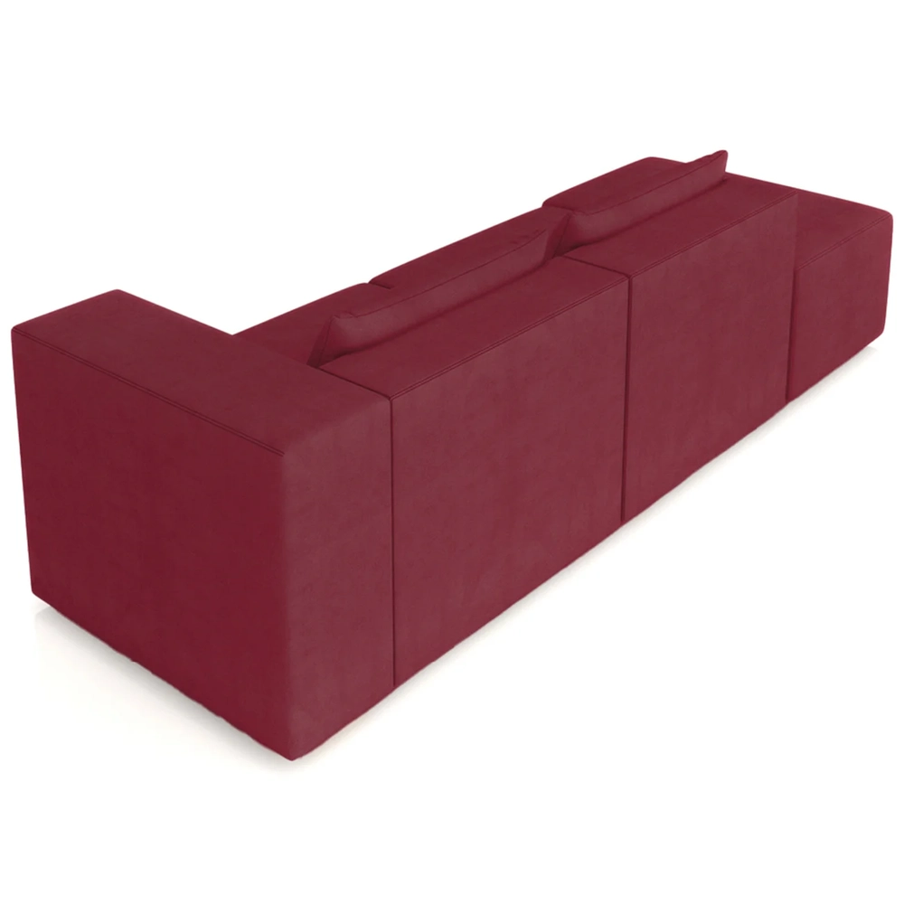 Sofá 4 Lugares 323cm Com Puff Esquerdo Fay Veludo Bordo Z55 - Mpozenato