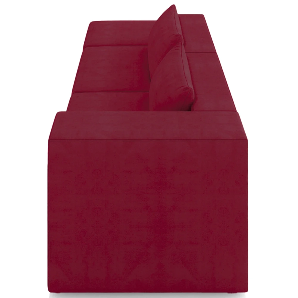 Sofá 4 Lugares 303cm Com Puff Esquerdo Fay Veludo Bordo Z55 - Mpozenato