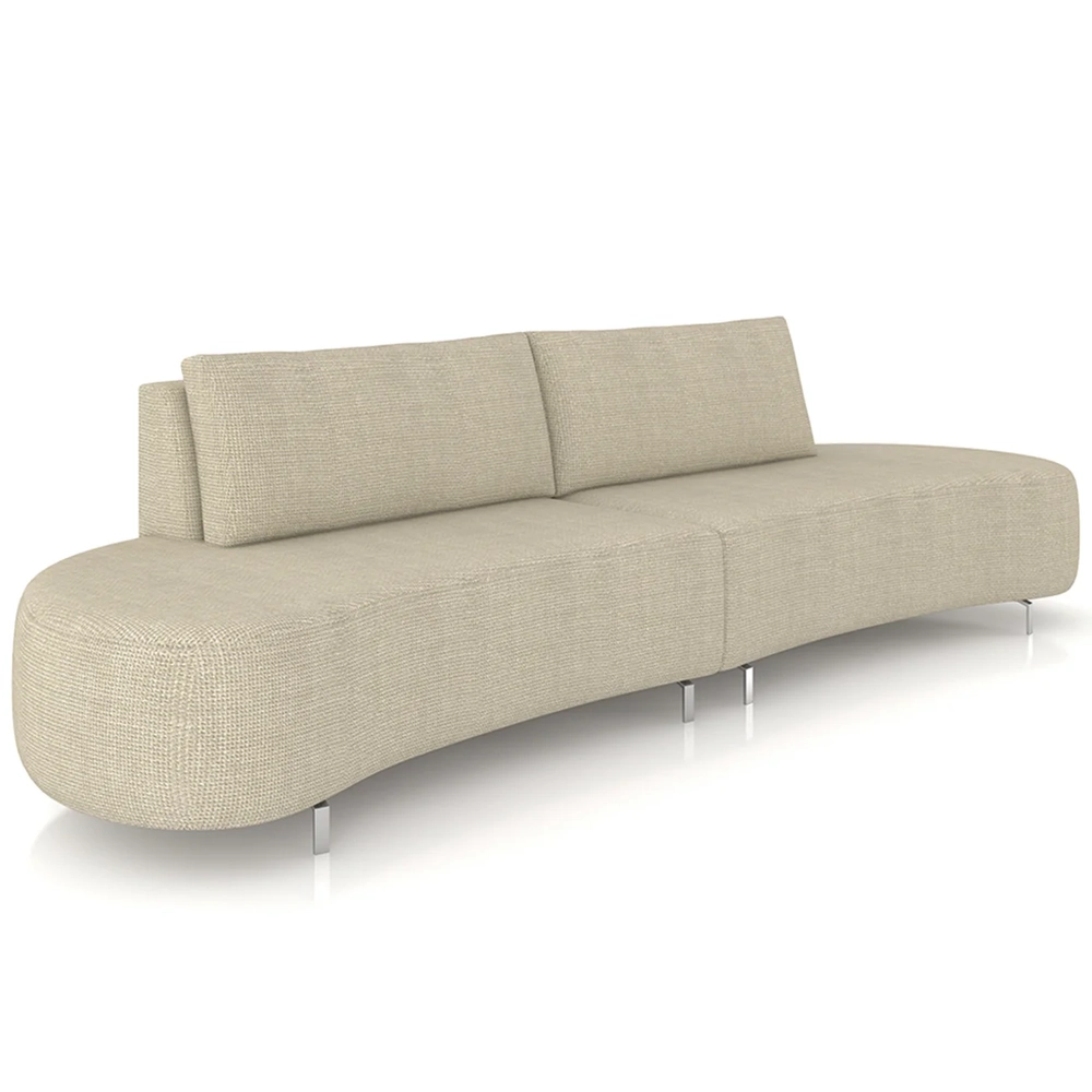 Sofá 4 Lugares 240cm Orgânico Pé Ferro Nagai Linho Bege Z55 - Mpozenato