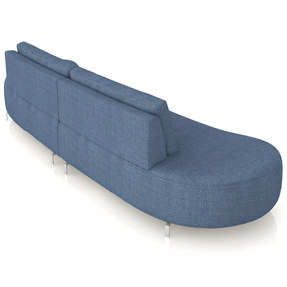 Sofá 3 Lugares 220cm Orgânico Pé Ferro Nagai Linho Azul Z55 - Mpozenato