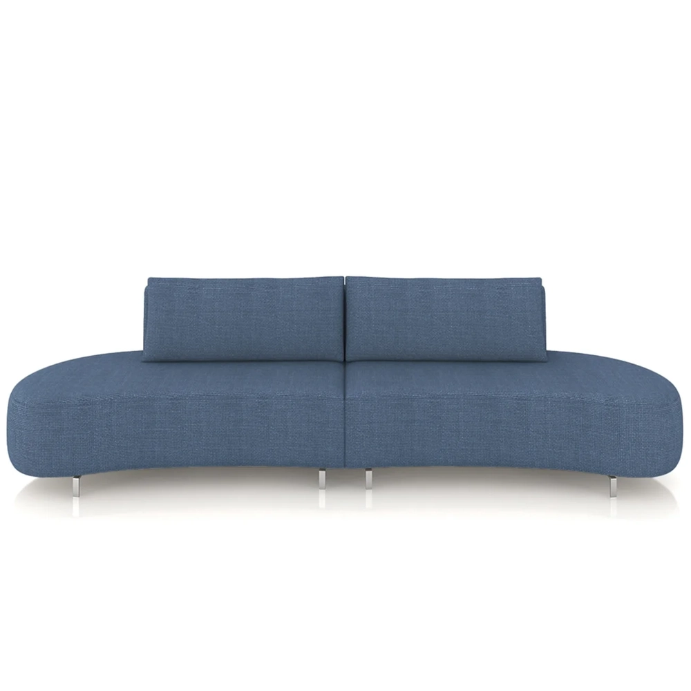 Sofá 3 Lugares 220cm Orgânico Pé Ferro Nagai Linho Azul Z55 - Mpozenato