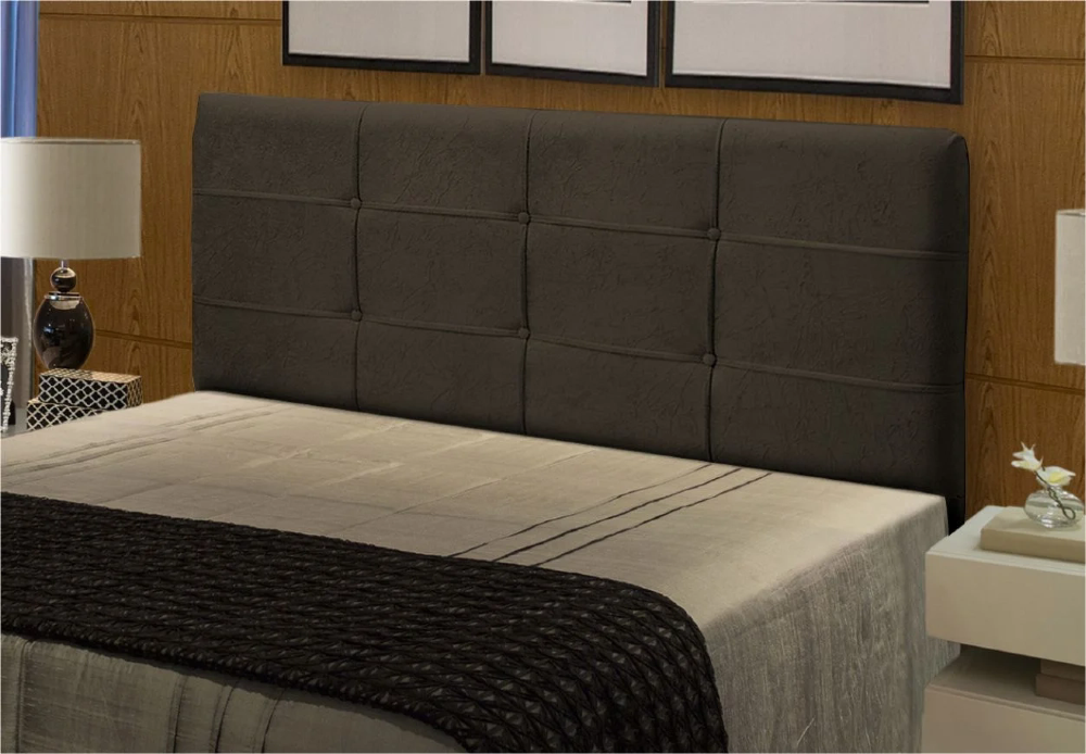 Cabeceira Casal Cama Box 140cm London Veludo Chocolate - JS Móveis