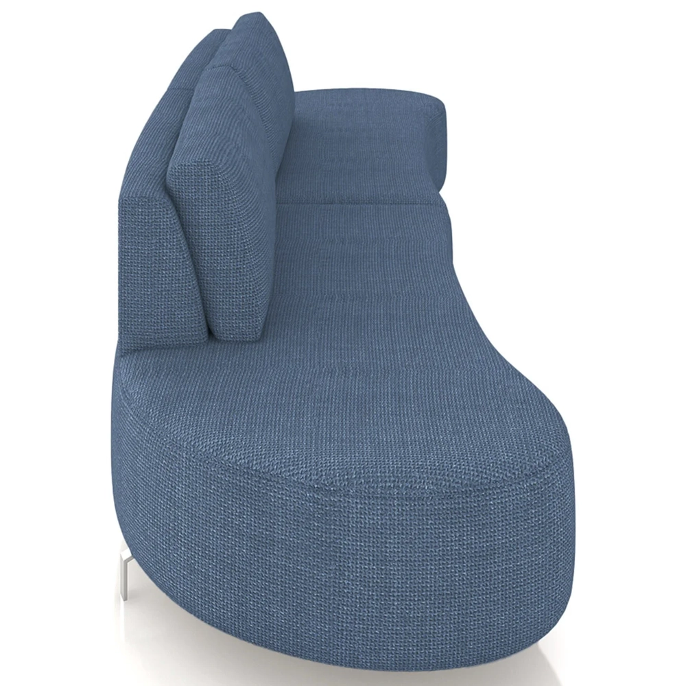 Sofá 3 Lugares 200cm Orgânico Pé Ferro Nagai Linho Azul Z55 - Mpozenato