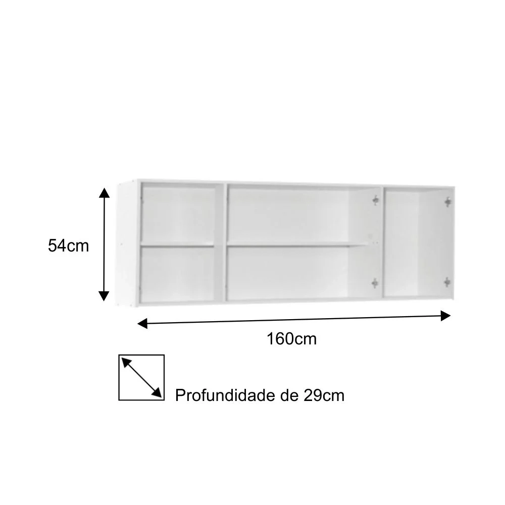 Armário Aéreo Panamá 04 Portas 160cm Branco - Lumil Móveis