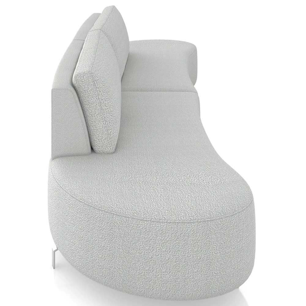 Sofá 3 Lugares 220cm Orgânico Pé Ferro Nagai Bouclê Cinza Z55 - Mpozenato