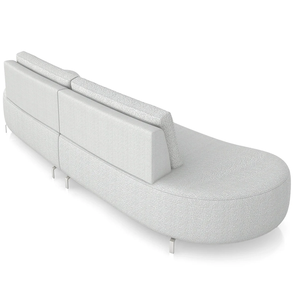 Sofá 3 Lugares 220cm Orgânico Pé Ferro Nagai Bouclê Cinza Z55 - Mpozenato