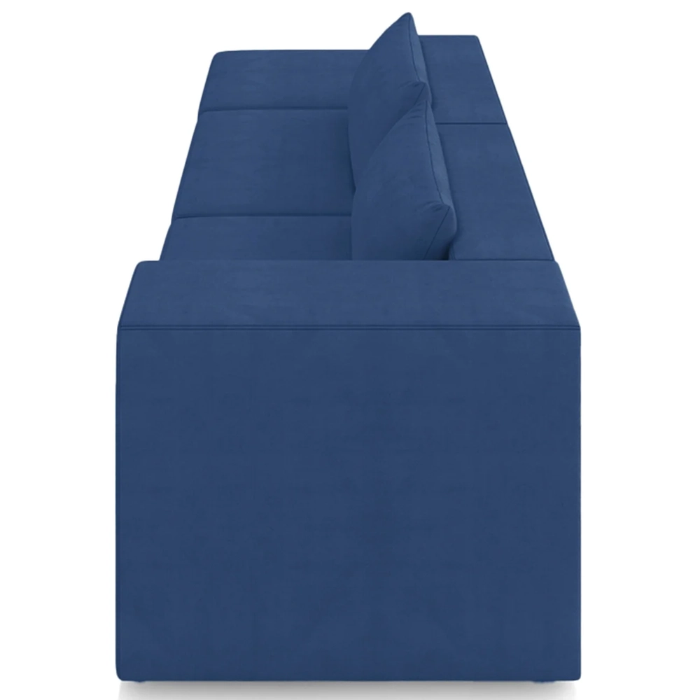 Sofá 5 Lugares 363cm Com Puff Esquerdo Fay Veludo Azul Z55 - Mpozenato