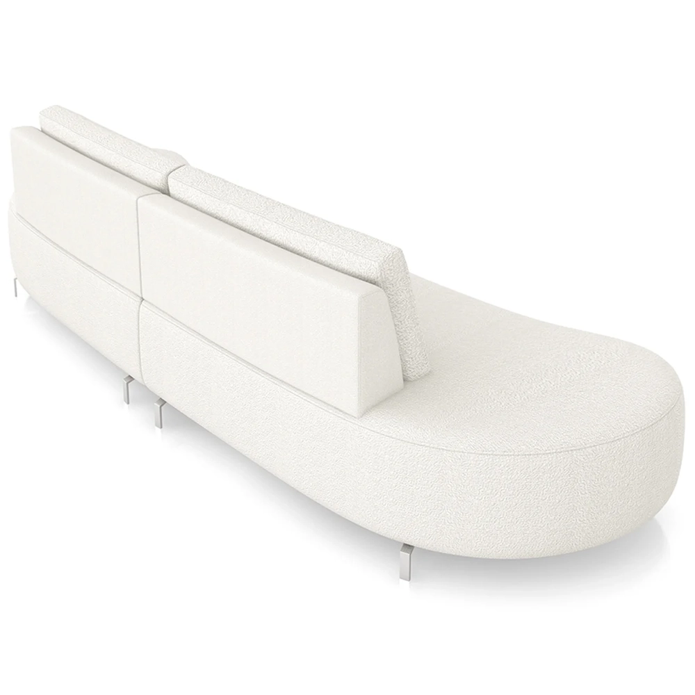 Sofá 3 Lugares 220cm Orgânico Pé Ferro Nagai Bouclê Cru Z55 - Mpozenato