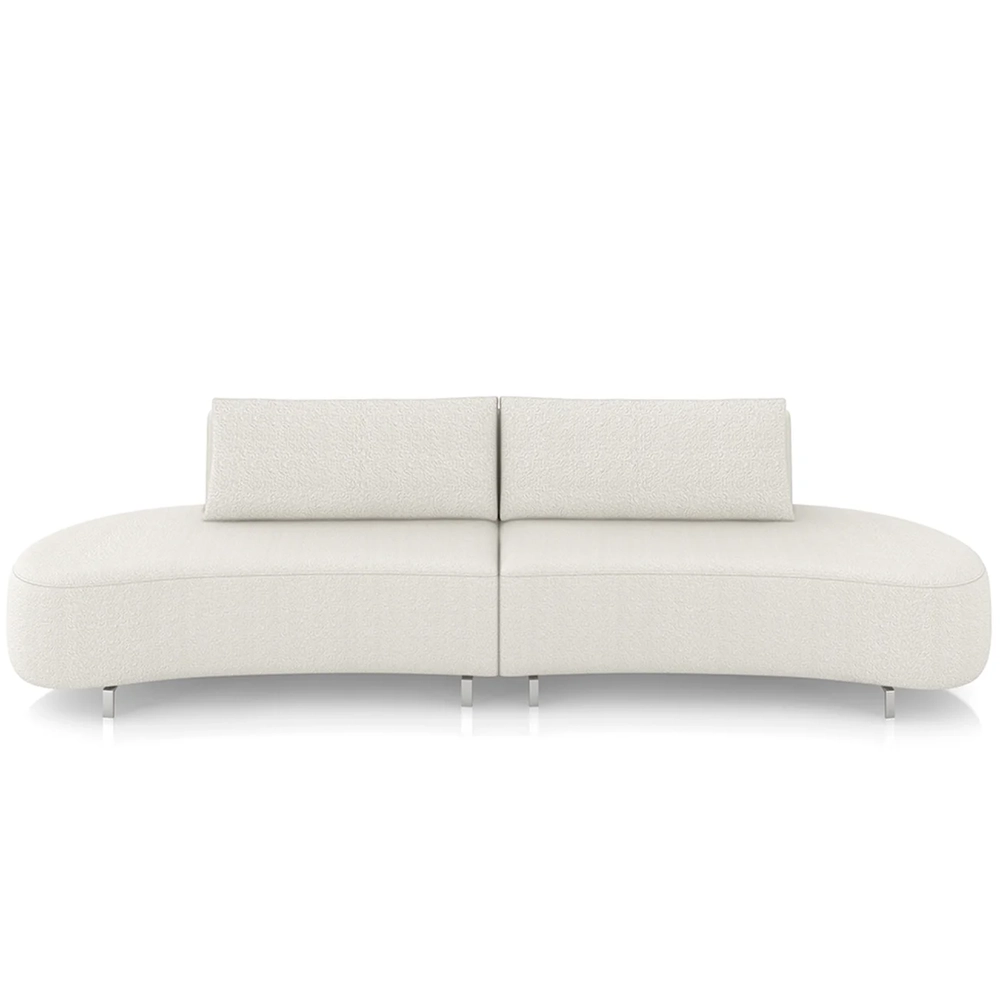 Sofá 3 Lugares 220cm Orgânico Pé Ferro Nagai Bouclê Cru Z55 - Mpozenato