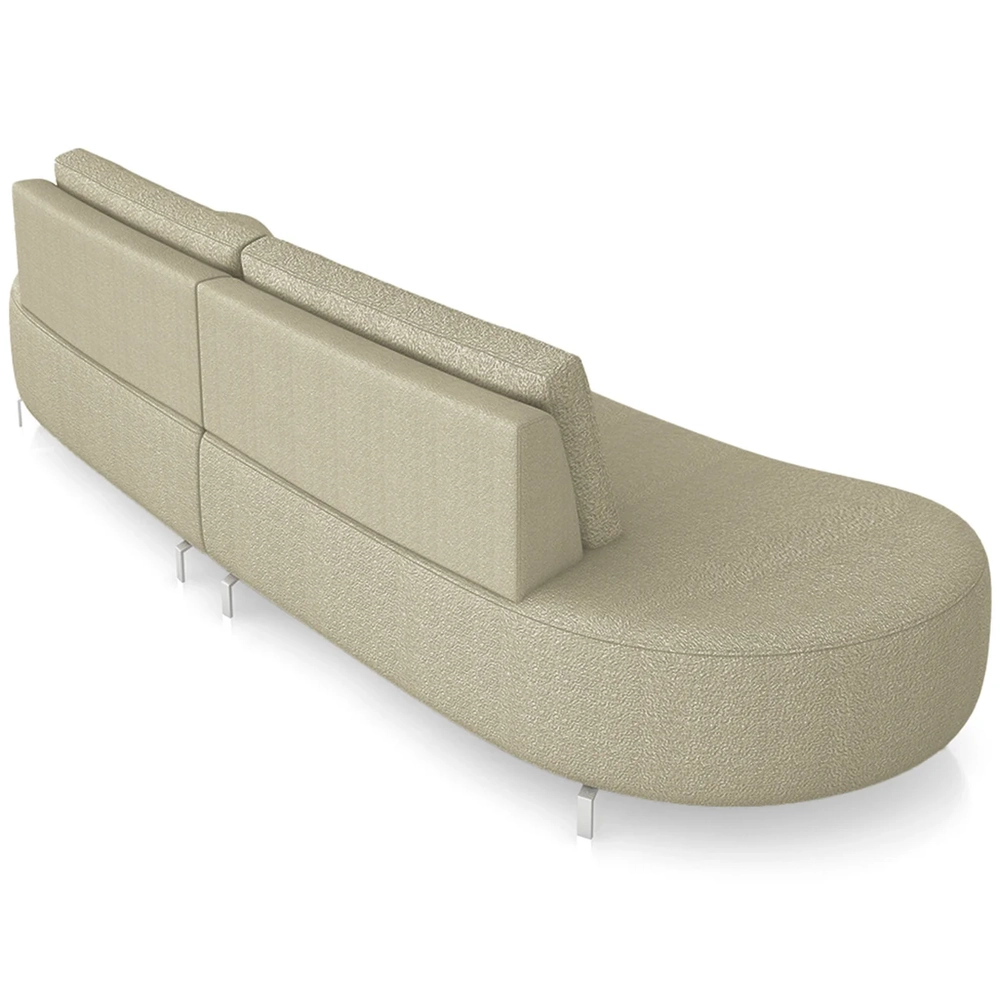 Sofá 3 Lugares 200cm Orgânico Pé Ferro Nagai Bouclê Bege Z55 - Mpozenato