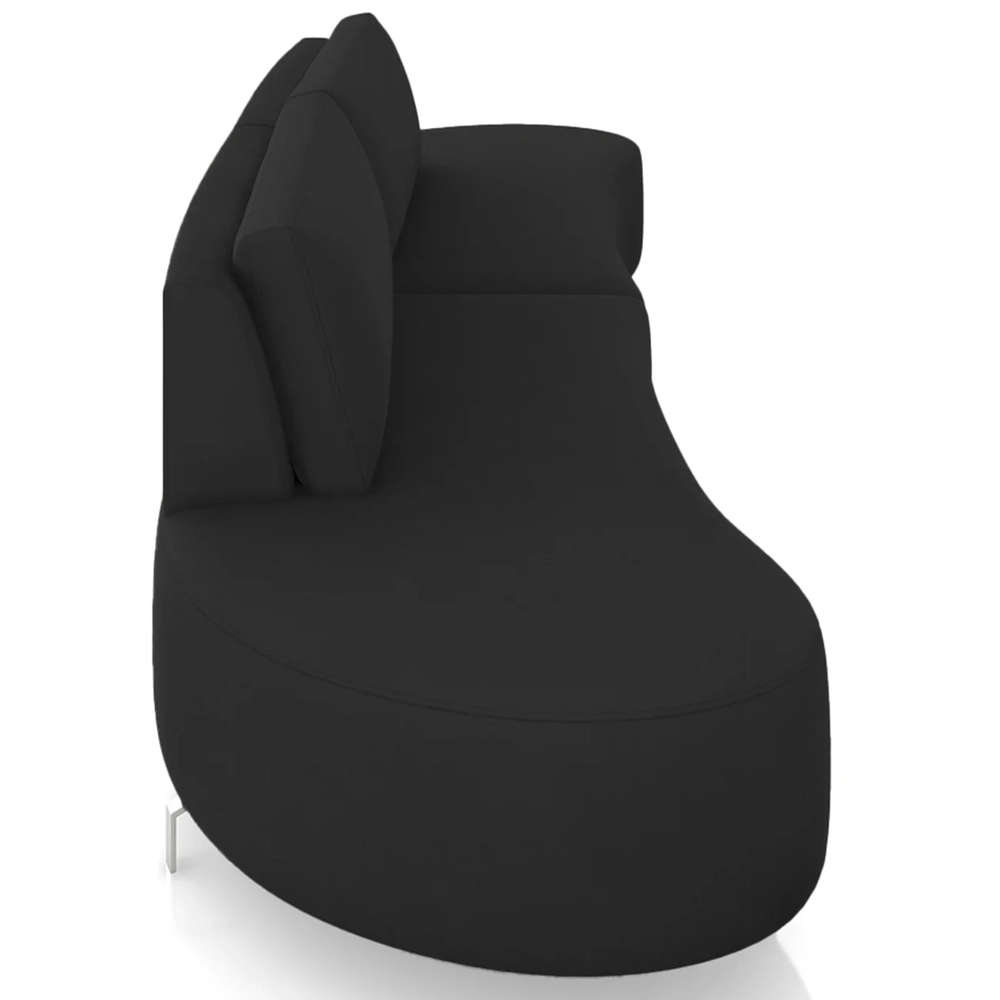 Sofá 3 Lugares 180cm Orgânico Pé Ferro Nagai Veludo Preto Z55 - Mpozenato