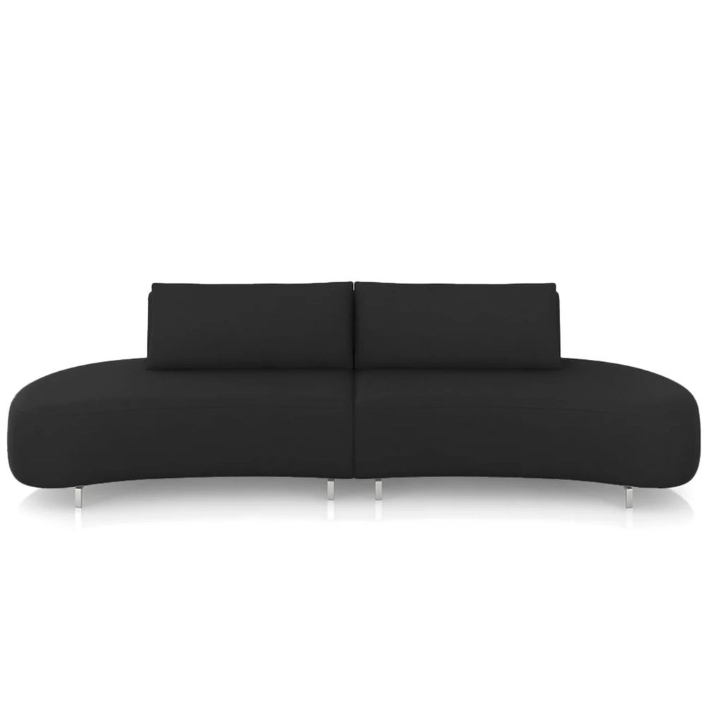 Sofá 4 Lugares 240cm Orgânico Pé Ferro Nagai Veludo Preto Z55 - Mpozenato