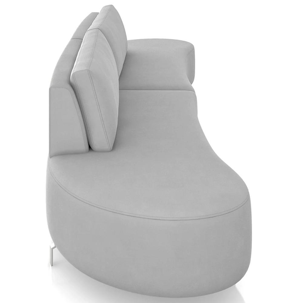 Sofá 3 Lugares 220cm Orgânico Pé Ferro Nagai Veludo Cinza Z55 - Mpozenato