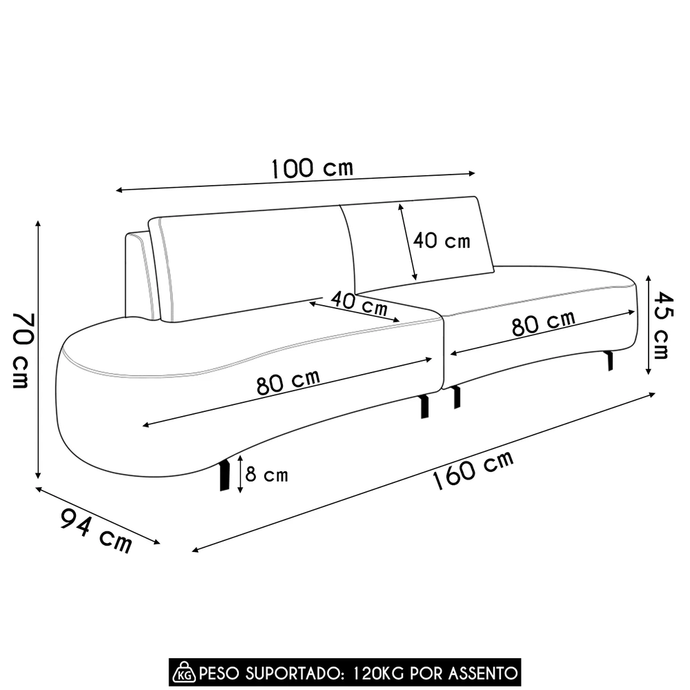 Sofá 2 Lugares 160cm Orgânico Pé Ferro Nagai Veludo Vermelho Z55 - Mpozenato