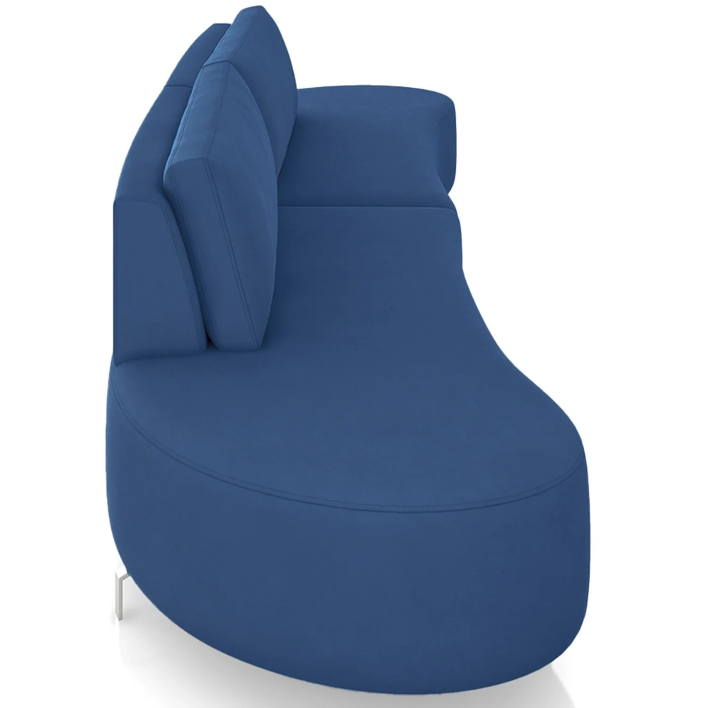 Sofá 4 Lugares 240cm Orgânico Pé Ferro Nagai Veludo Azul Z55 - Mpozenato