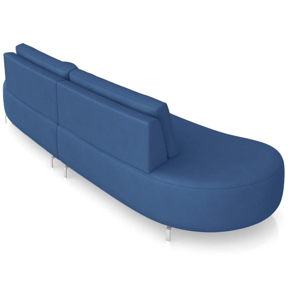 Sofá 2 Lugares 160cm Orgânico Pé Ferro Nagai Veludo Azul Z55 - Mpozenato