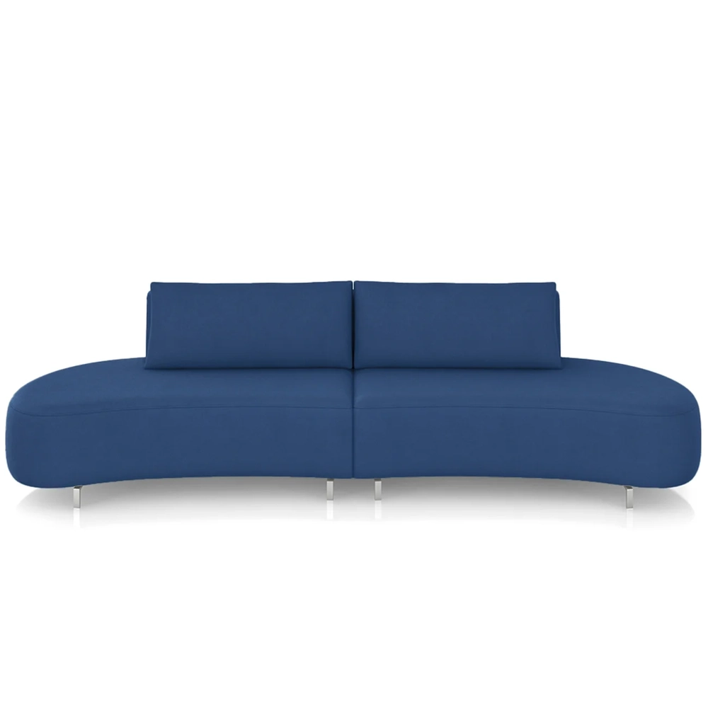 Sofá 3 Lugares 180cm Orgânico Pé Ferro Nagai Veludo Azul Z55 - Mpozenato