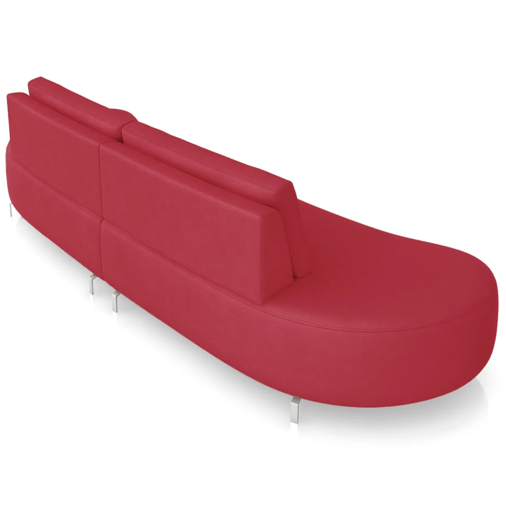 Sofá 3 Lugares 200cm Orgânico Pé Ferro Nagai Veludo Vermelho Z55 - Mpozenato