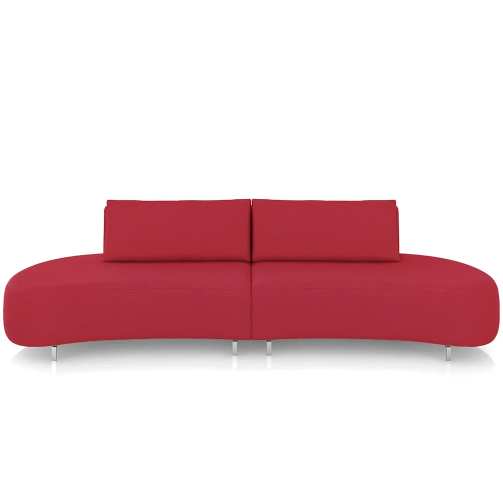 Sofá 4 Lugares 240cm Orgânico Pé Ferro Nagai Veludo Vermelho Z55 - Mpozenato