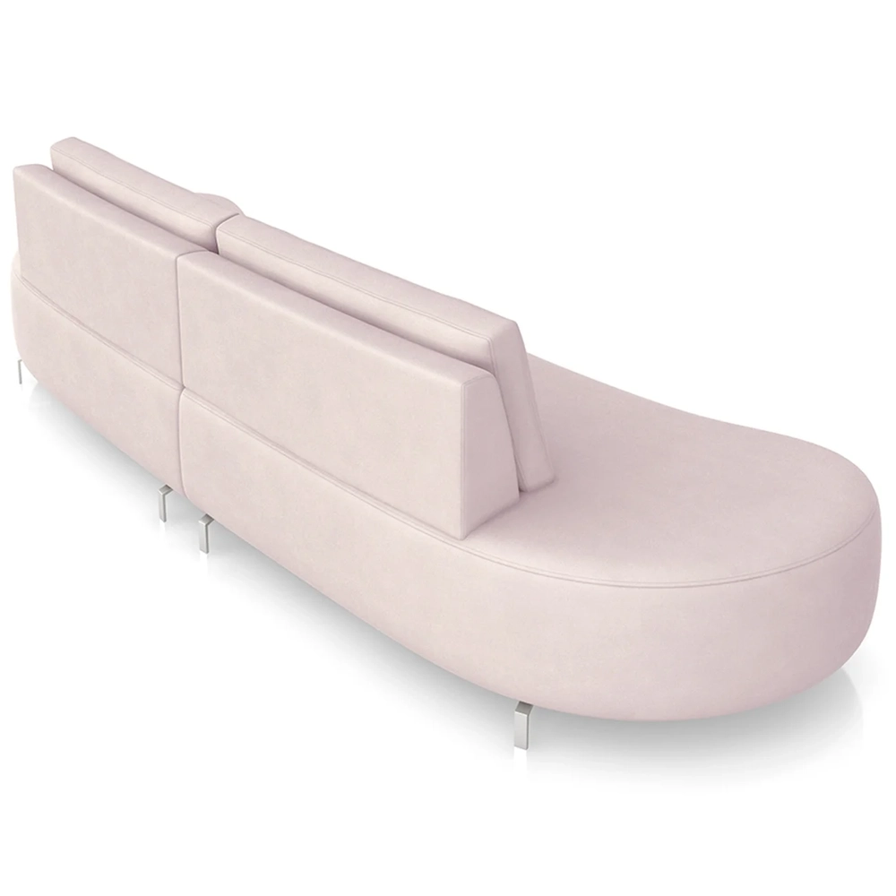 Sofá 3 Lugares 180cm Orgânico Pé Ferro Nagai Veludo Rose Z55 - Mpozenato